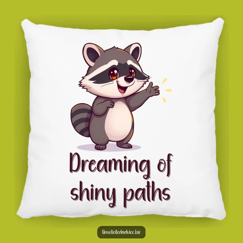 Funny Raccoon Pillow: Cozy Comfort with an Optimistic Shimmering Path