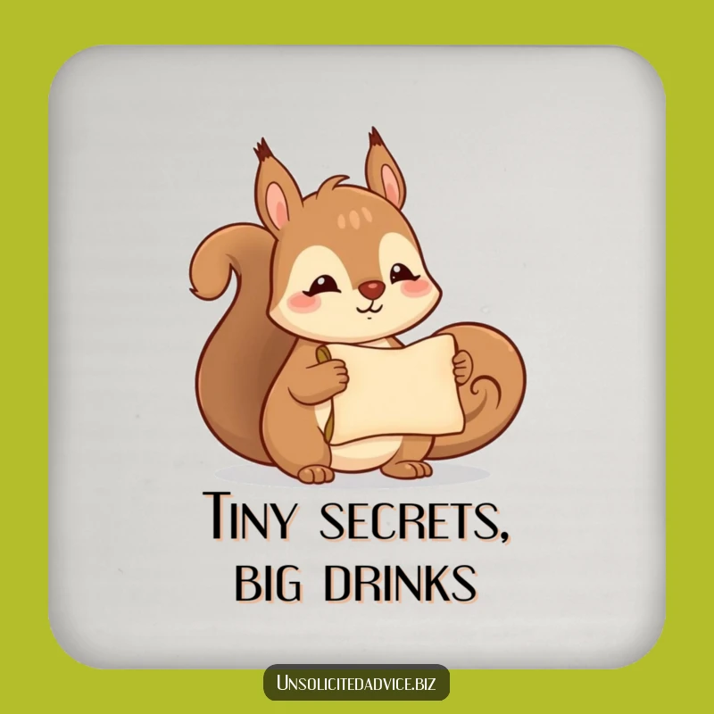Funny Squirrel Scroll Coaster: Protect Drinks with Cute Secrets