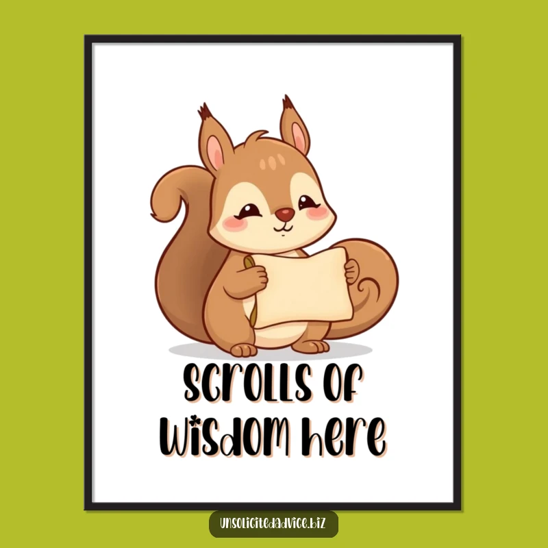 Funny Squirrel Scroll Poster: Cute Messenger's Whimsical Art