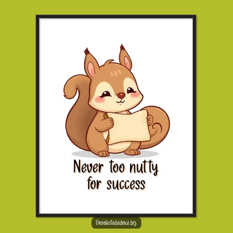 Free Printable Funny Wall Art: Squirrel Scroll Surprise Whimsical Downloadable Decor
