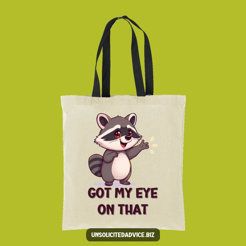 Funny Raccoon Tote Bag: Carry Your Dreams on a Shimmering Path